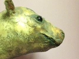 Young pygmy hippopotamus (Choeropsis liberiensis), possibly the first individual ever brought into Europe.