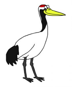 Japanese crane cartoon by David Twamley